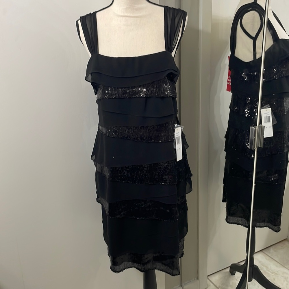 NWT Black sequined cocktail dress.